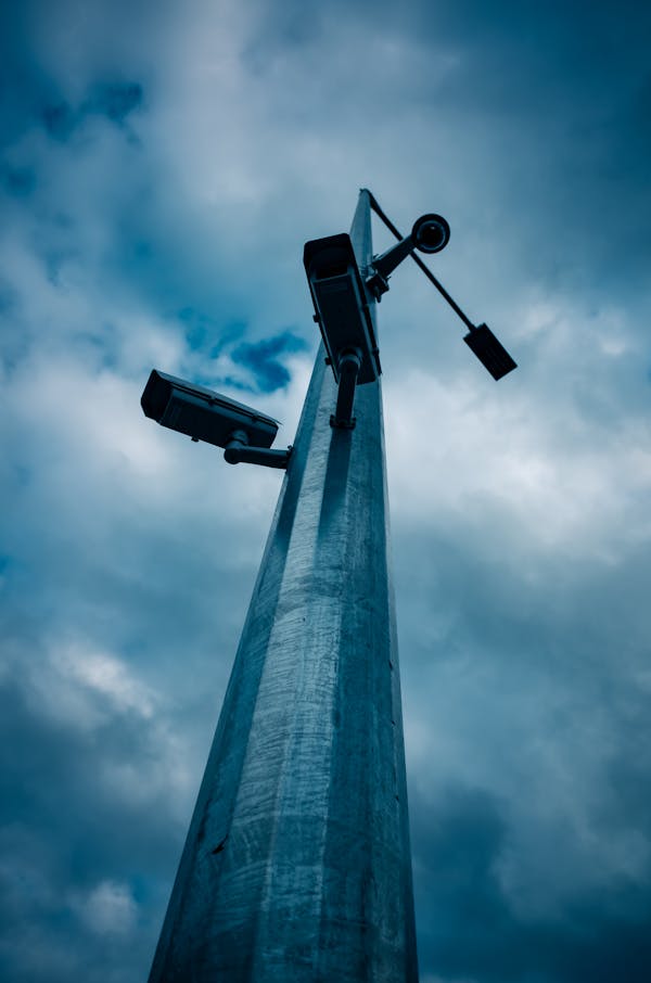 Commercial CCTV surveillance camera mounted outdoors